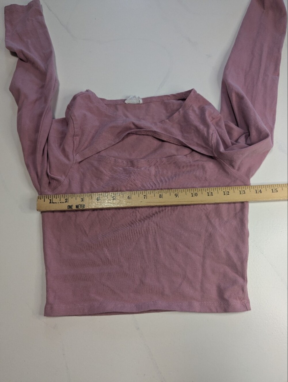 Cotton On Mauve Pink Chest Cutout Long Sleeve Cropped Top Size S - Picture 4 of 7